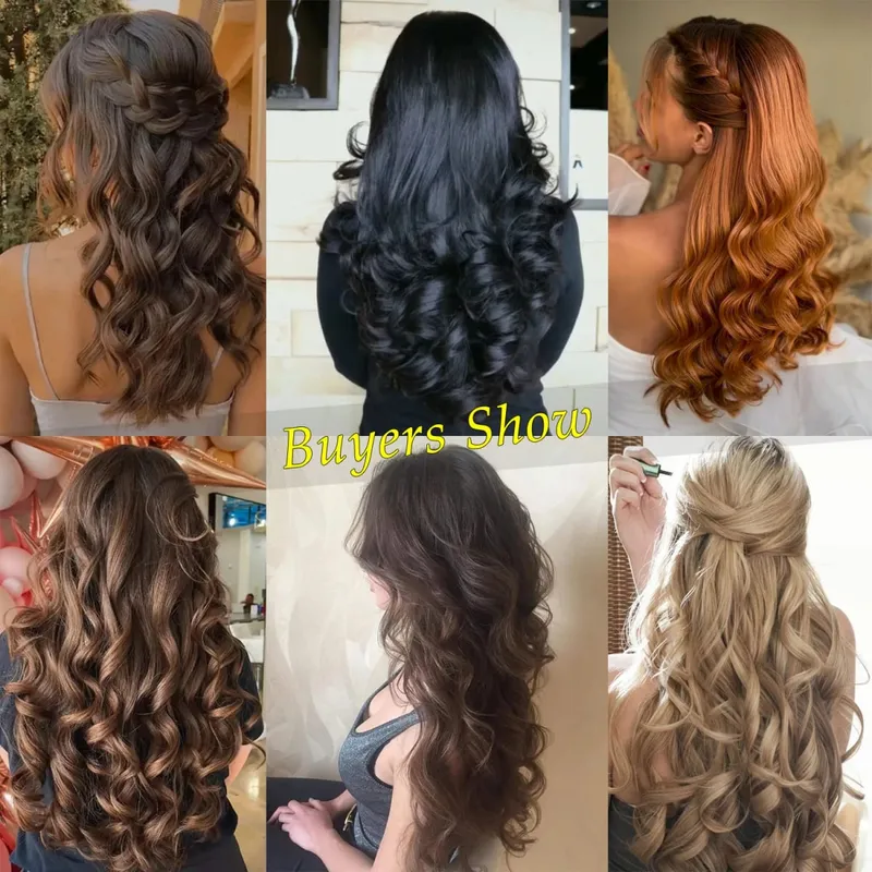 Synthetic 20 Inch Long Curly Clip In Hair Extensions 4pcs/set Bouncy Wavy Fake Hair Black Blonde Suitable For Women To Wear