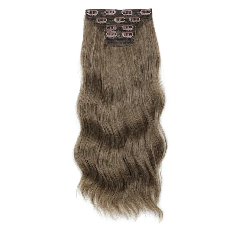 22Inch 220Gram 4Pcs Clips In Blond 613# Body Wave Bundles Ombre Light Brown 6# High Temperature Bio Synthetic Hair Extensions
