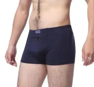 Dropshipping Men's anti-theft underwear big pockets Boxer four quarter anti-theft briefs, single zippers Panties