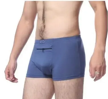 Dropshipping Men's anti-theft underwear big pockets Boxer four quarter anti-theft briefs, single zippers Panties