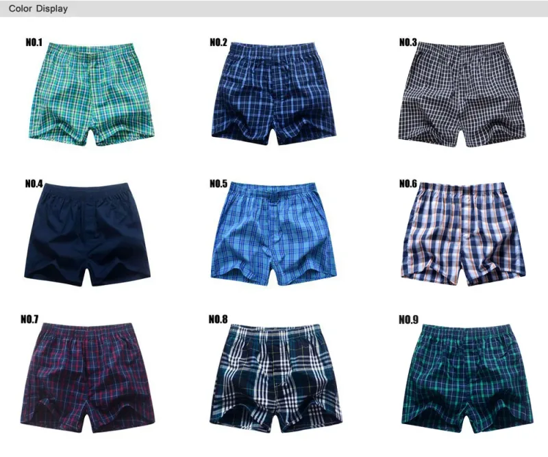 Men Underwear Boxer Plaid Underpants 100% Cotton Shorts Men Striped Panties Loose High Quality Oversize Breathable Dropshipping