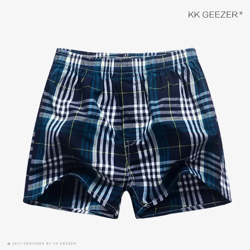 Men Underwear Boxer Plaid Underpants 100% Cotton Shorts Men Striped Panties Loose High Quality Oversize Breathable Dropshipping