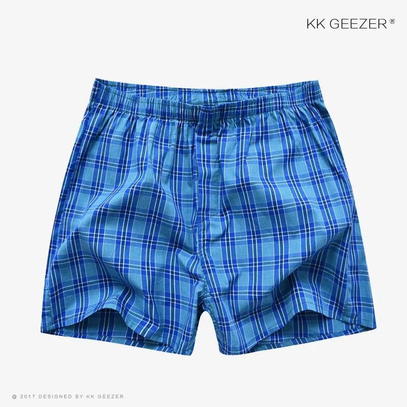 Men Underwear Boxer Plaid Underpants 100% Cotton Shorts Men Striped Panties Loose High Quality Oversize Breathable Dropshipping