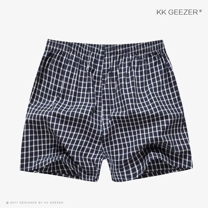 Men Underwear Boxer Plaid Underpants 100% Cotton Shorts Men Striped Panties Loose High Quality Oversize Breathable Dropshipping
