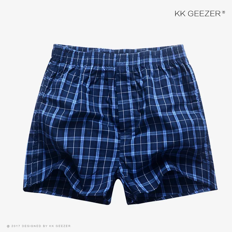 Men Underwear Boxer Plaid Underpants 100% Cotton Shorts Men Striped Panties Loose High Quality Oversize Breathable Dropshipping