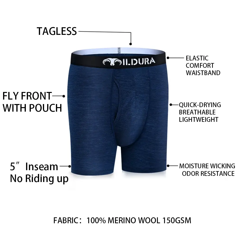 100% Merino Wool Underwear Boxer Briefs Men Merino Boxershorts Men Base Layer Underpants Soft Moisture Breathable Asian Size