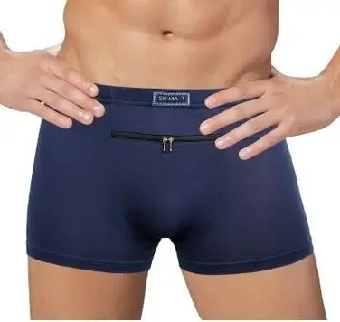Dropshipping Men's anti-theft underwear big pockets Boxer four quarter anti-theft briefs, single zippers Panties