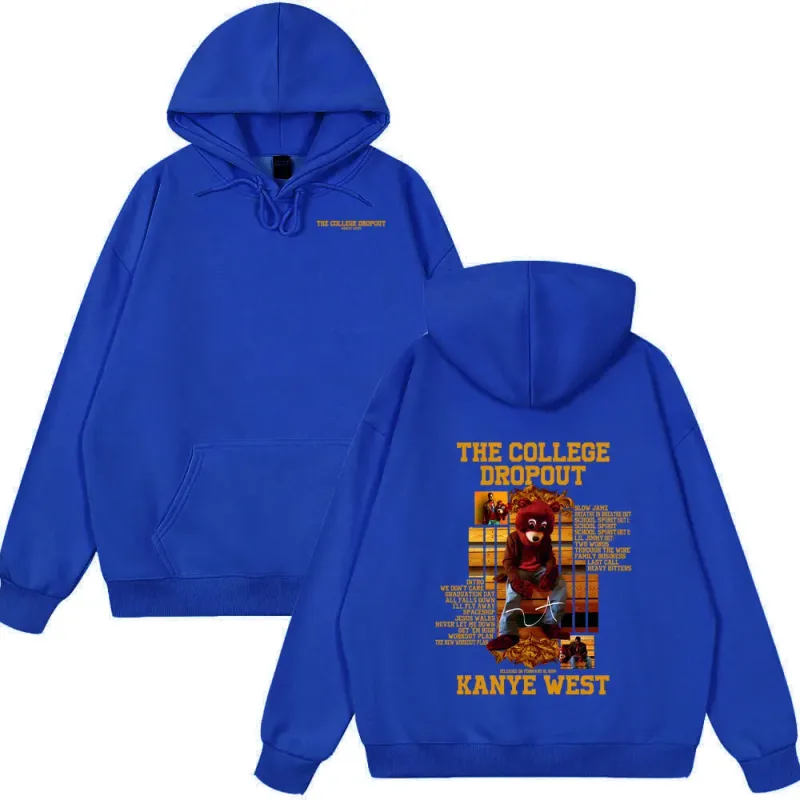 Rapper Kanye West The College Dropout Bear Graphic Hoodies Summer New Style Clothing Hip Hop Oversized Streetwears Spring Wears