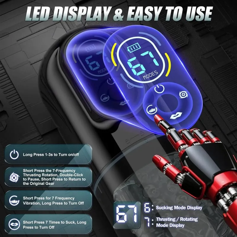 Automatic Male Masturbator Penis Pump Sex Toy for Men Pocket Pussy LCD Blowjob Sex Machine with7 Thrusting Rotating Modes