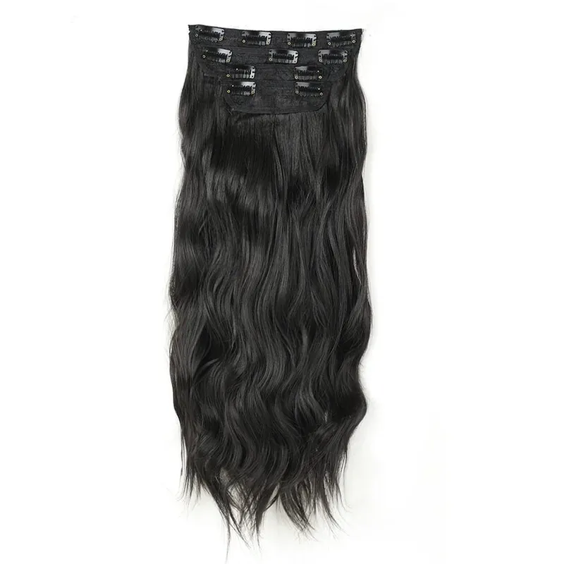 4-Piece Set Hair Clip Extensions Clip In Wavy Hair Extensions 20 Inch Long Synthetic Curly Hair Extensions for Women