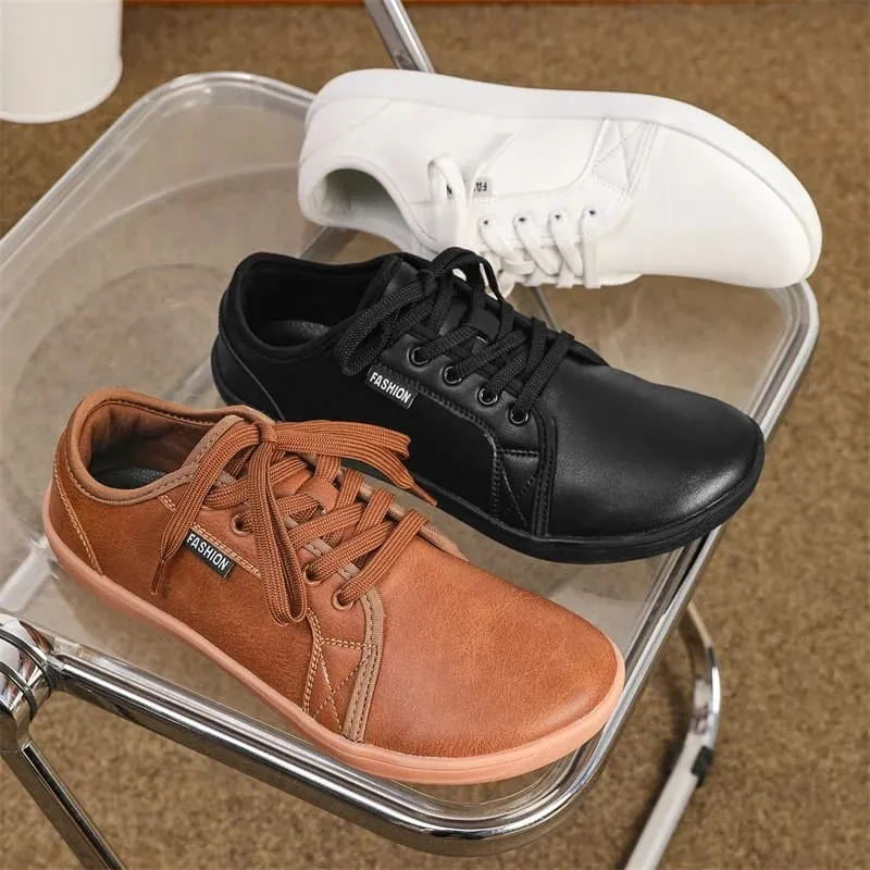 2025 New Minimalist Shoes for Men Women Wide Toe Barefoot Zero Drop Shoes Casual Artificial Leather Lightweight Walking Sneakers