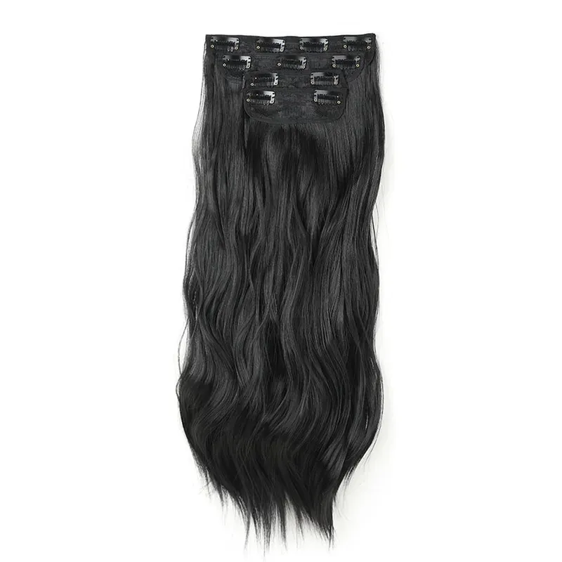 4-Piece Set Hair Clip Extensions Clip In Wavy Hair Extensions 20 Inch Long Synthetic Curly Hair Extensions for Women
