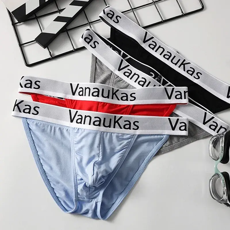 New Men's Underwear Briefs High-Cut Small Triangle Underpants Sexy Low-Rise Hollow Out Cotton Panties with Elastic Waistband