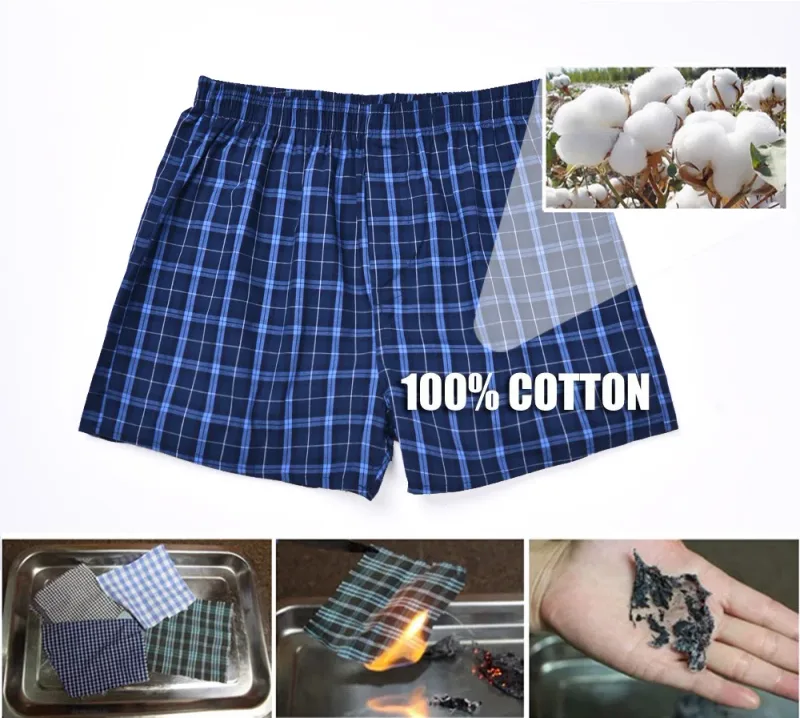 Men Underwear Boxer Plaid Underpants 100% Cotton Shorts Men Striped Panties Loose High Quality Oversize Breathable Dropshipping