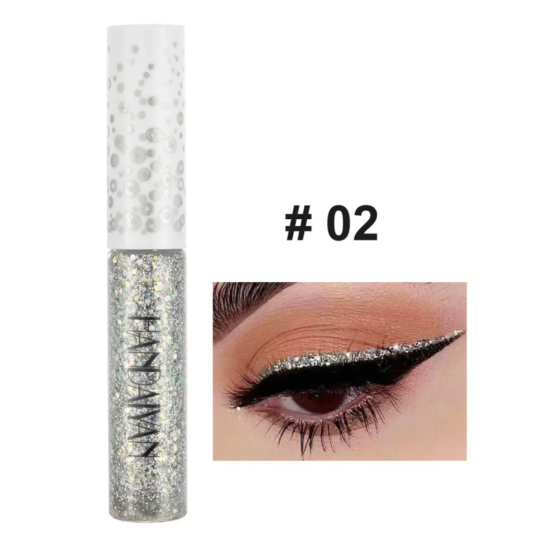 12 Colors Shiny Eye Liners Pigment Silver Rose Gold Color Glitter Liquid Eyeliner Metallic Colorful Makeup For Women