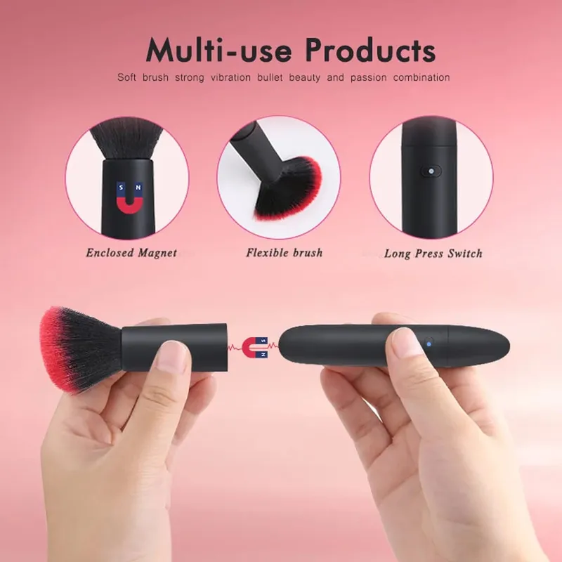 Electric Makeup Brush 10 Gears Rechargeable Multifunctional Blush Brush Face Brush Comfortable Soft for Home Travel Makeup
