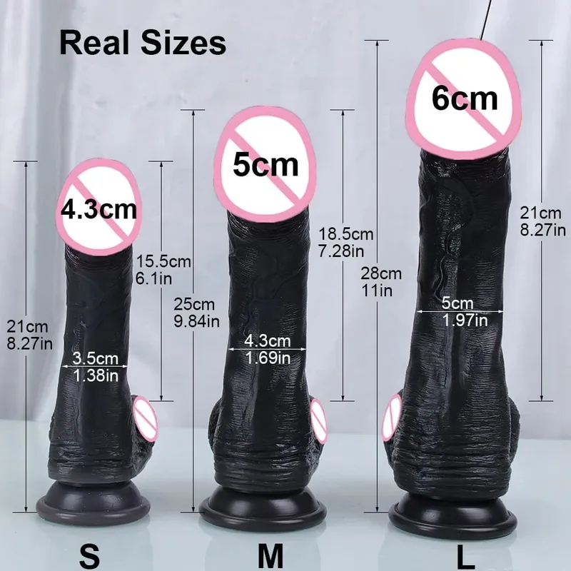 Big Glans Realistic Dildo With Suction Cup Black Silicone Skin Soft Penis Sex Toys For Women Men Anal Vagina Orgasmic Massager