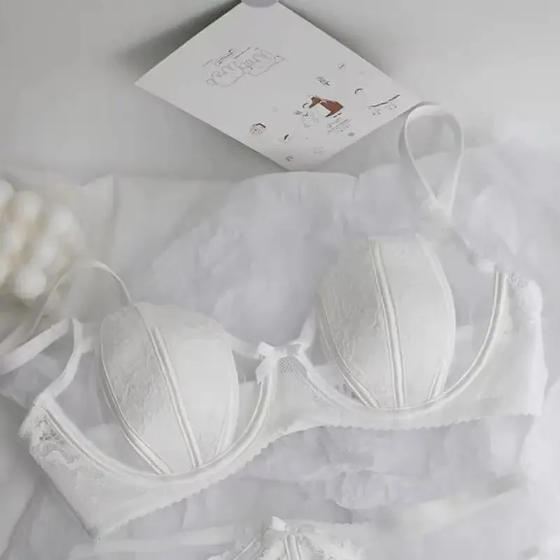 Sexy Elegant French Lace Lingerie Women's Soft Underwired Top Support Gathered Comfortable Not Empty Cup Bra