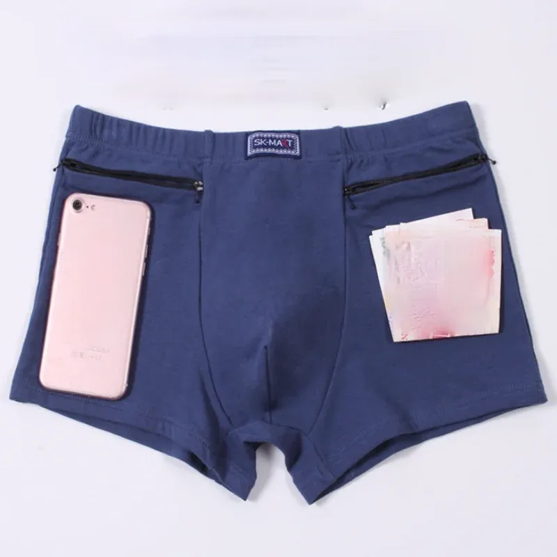 Men's Pockets Underwear Anti-theft Briefs Boxer Panties,two Zippers Pockets Cotton Underpants,mens Boxers Briefs,booty shorts 3256802472559571