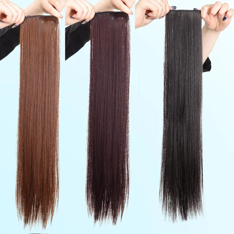 1pcs synthetic 16“20"24“ clip hair extension piece wig women's lightweight top replacement long straight hair
