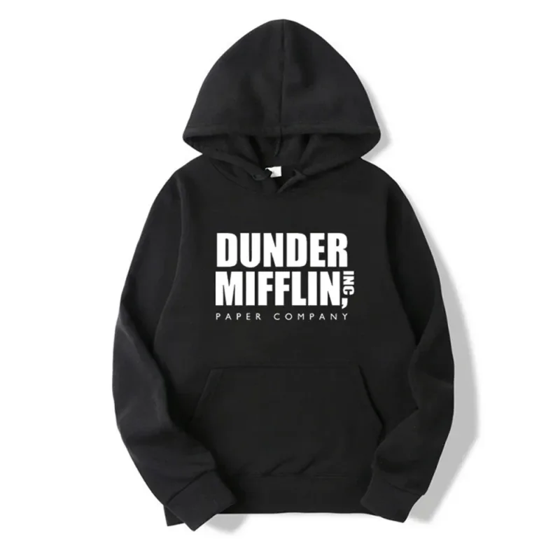 Dunder Mifflin Hoodie Paper Company Office TV Show Slogan Minimalist Aesthetic Grey Oversized Casual Sport Sweatshirts
