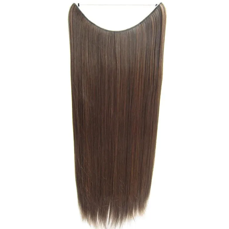 Synthetic One piece Hair Extensions No Clip No Glue Invisible 24inch Long Straight Wave Heat Resistant String Hairpiece