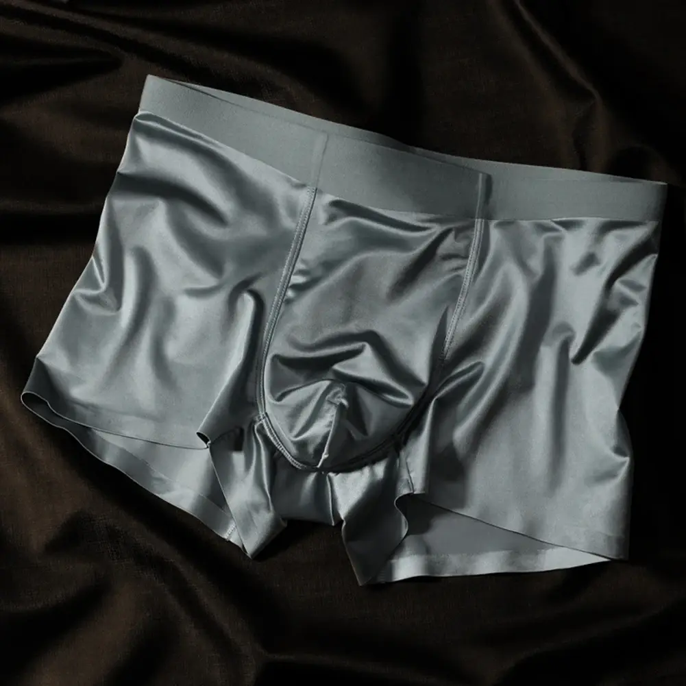 1pc Mens Seamless Boxershorts Breathable Crotch Panties Ice Silk Boxer Shorts Comfortable Satin Men's Underwear Briefs
