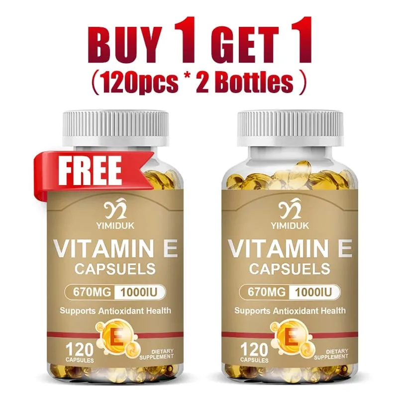Buy 1 Get 1 Free! Vitamin E 670mg Capsules Support Skin & Heart Health Moisturizes from Within Reduces Scars & Promotes Shine