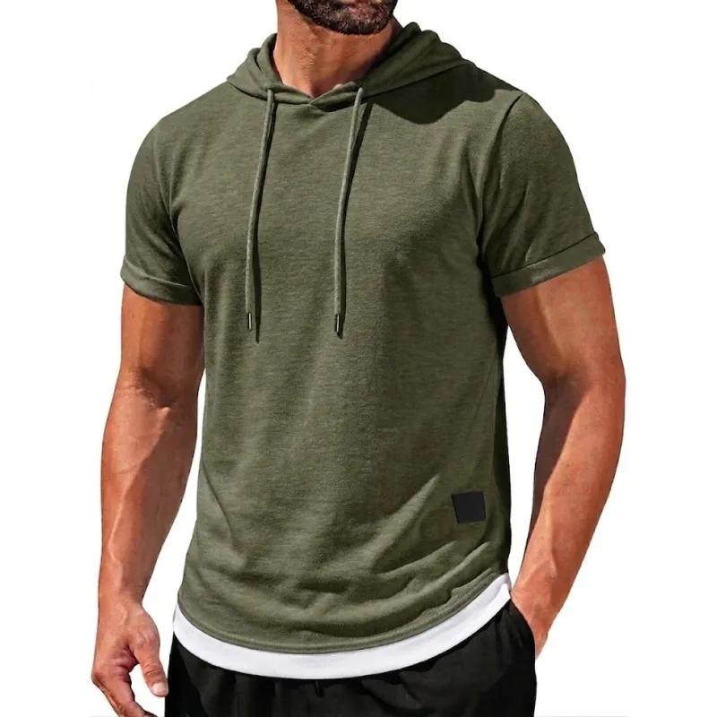 Summer Short Sleeve Hoodie Man Casual Thin T-Shirts Lightweight Pullover Hoodies Breathable Sweatshirt Korean Streetwear Gym Man