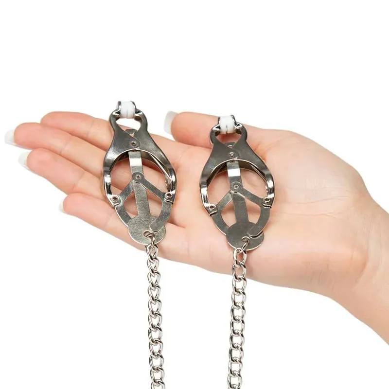 Metal Nipple Clamps Clips with Chain Clitoris Stimulator Steel Nipple Breast Clamps Flirting Women Sex Toy