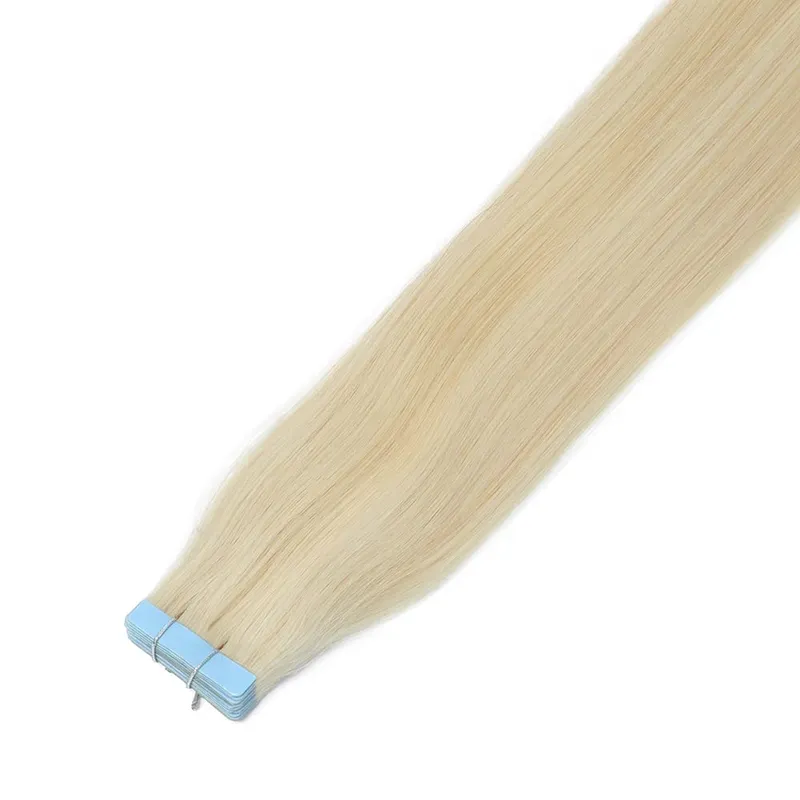 Tape in Hair Extensions Human Hair Blonde Seamless Tape Hair Extensions 4x0.8cm Skin Weft PU Tape On Hair 20PCS 12"-22"