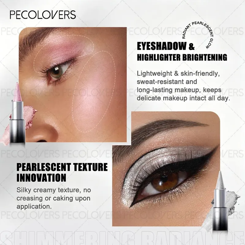 7 Pcs Eye‑Catching Eye Makeup Kit Sparkly Green Glitter Eyeshadow Stick Slim Liquid Eyeliner Curling Mascara with Makeup Tool