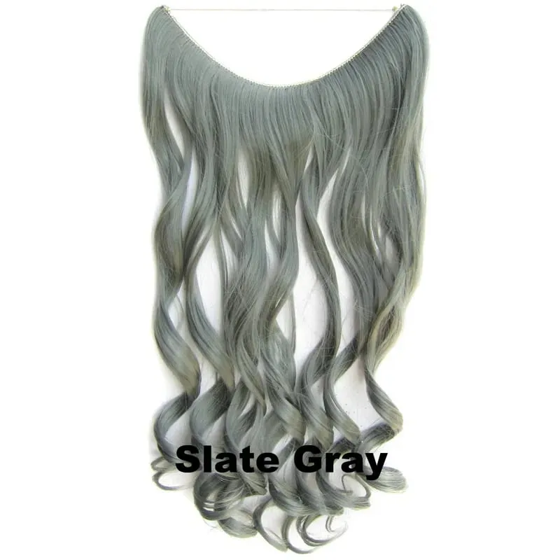 Synthetic One piece Hair Extensions No Clip No Glue Invisible 24inch Long Straight Wave Heat Resistant String Hairpiece