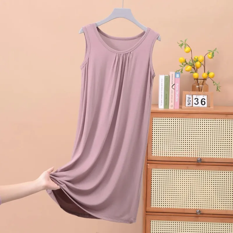 Plus size XL to 8XL Modal sleeveless sleepdress Summer lady's tank dress Loose camisole nightdress comfort dresses