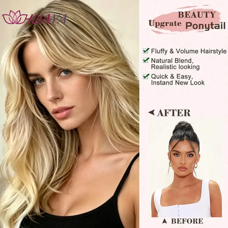 4‑Pcs Clip‑in Synthetic Hair Extensions Long Wavy Curly Heat‑Resistant Hair Pieces for Daily and Party Wear