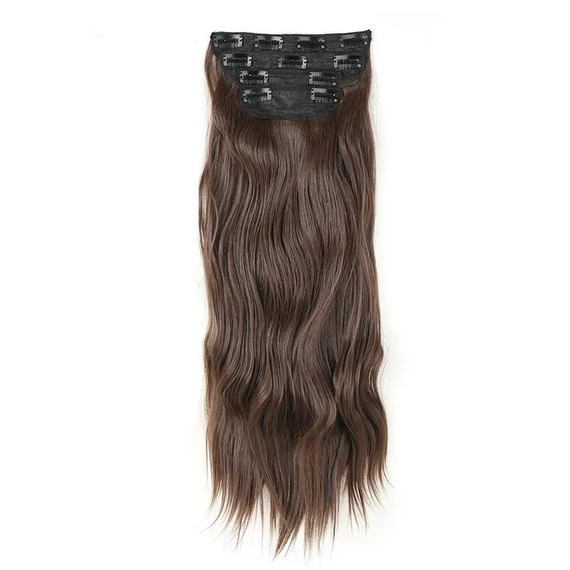 4-Piece Set Hair Clip Extensions Clip In Wavy Hair Extensions 20 Inch Long Synthetic Curly Hair Extensions for Women