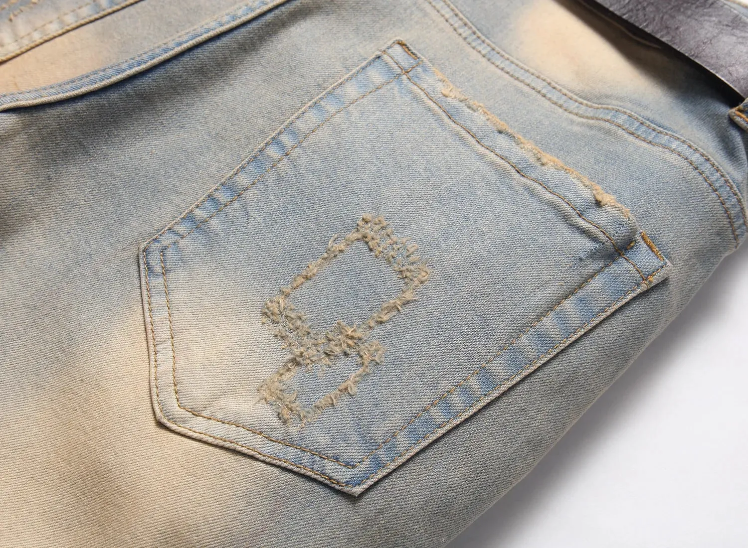 Vintage Jeans Men Pencil Pants Stretch Washed Distressed Mid Waist Straight Ankle Length Trousers 2024 Autumn Denims Streetwear