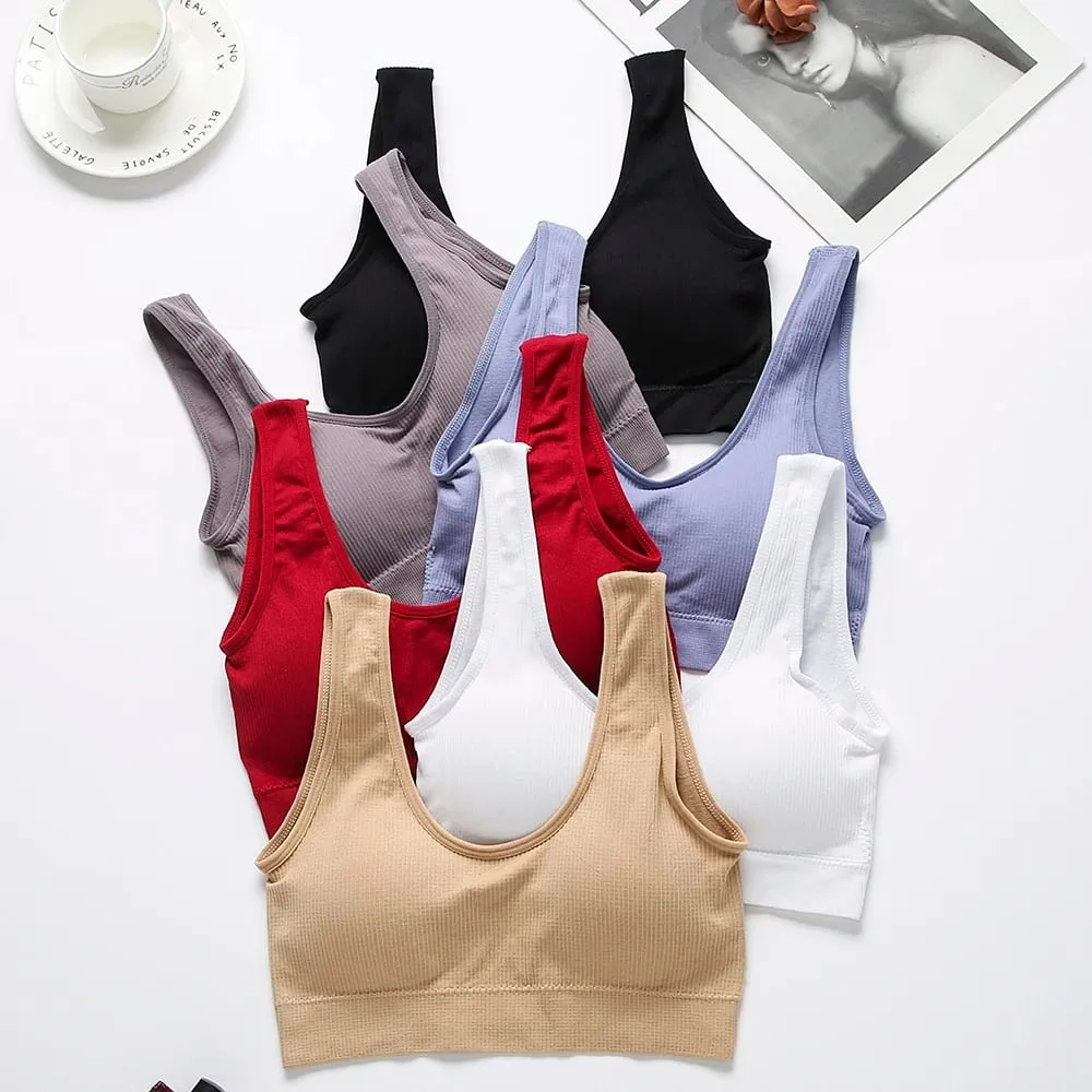 Women's Sport Underwear Set Plus Size Seamless Wireless Bra Top Padded Comfortable Solid Lingerie Bra Suit