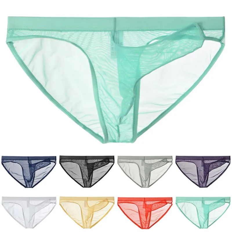 Men Underwear Mesh Transparent Elephant Nose Briefs Thin Lightweight Quick Dry Low Waist Breathable Underpants — image 7