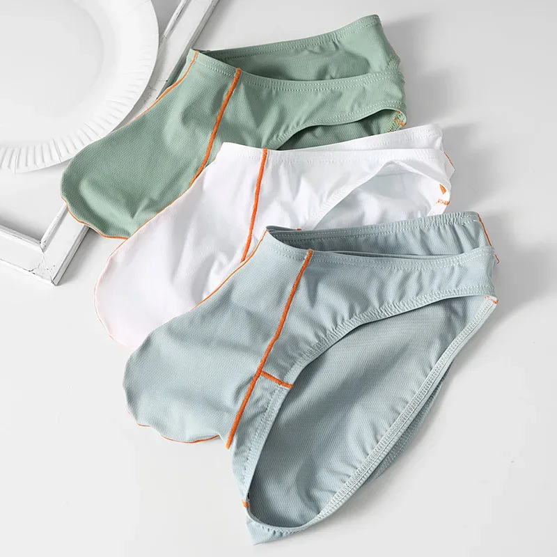 Mens Underwear Briefs Shorts Slim Nylon Ice Silk Panties Man U Convex Pouch Low Rise Underpant Cueca Calzoncillo Plus Size M-XXL