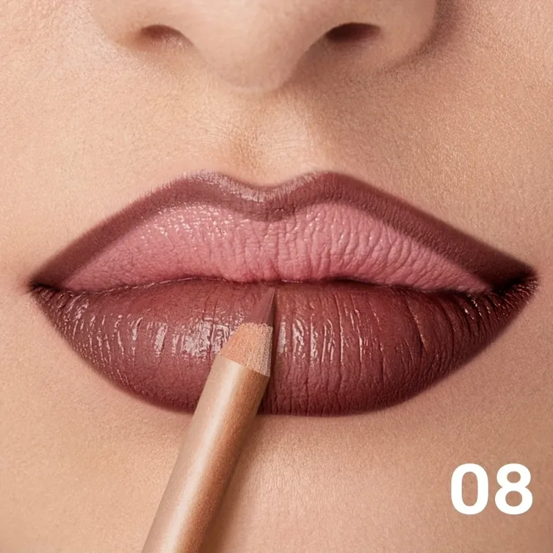 Matte Lip Liner Pencil Nude Long-Lasting Waterproof Smudge-Proof Precise Outline Smooth Creamy Formula