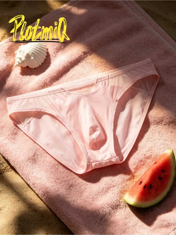 1PCS Mens Spliced Sheer Bikini Underwear Black Mesh Panel Design Soft Elastic Material 3D Contour Pouch Male Briefs