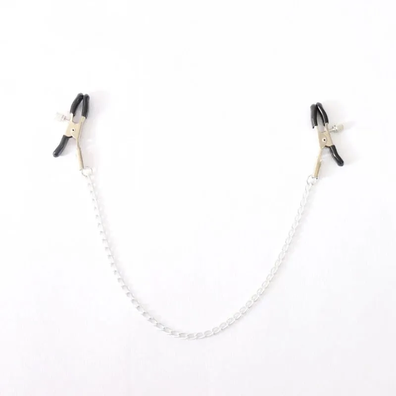 Metal Nipple Clamps Clips with Chain Clitoris Stimulator Steel Nipple Breast Clamps Flirting Women Sex Toy