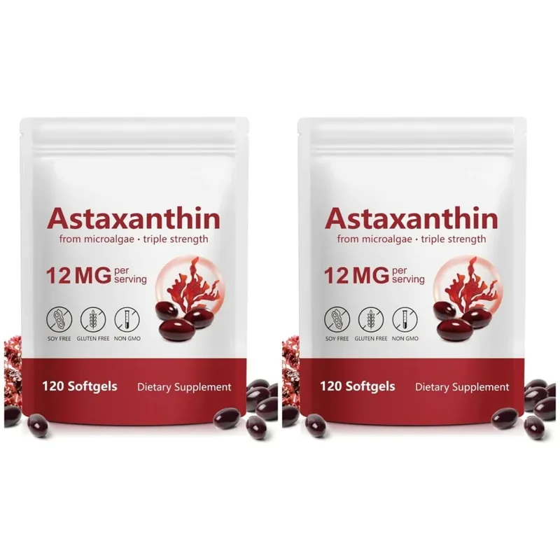 Astaxanthin Softgels 12mg Per Serving Microalgae 120 CT Gluten-Free Soy-Free Non-GMO Vegan Supports Antioxidant Activity