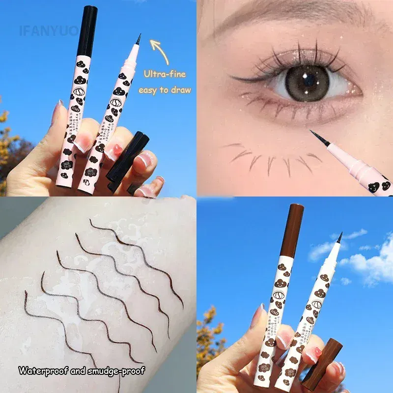 Ultra-thin Natural Matte Liquid Eyeliner Pen Waterproof Quick Dry Lower Eyelash Silkworm Pen High Pigment Smooth Eye Makeup Tool