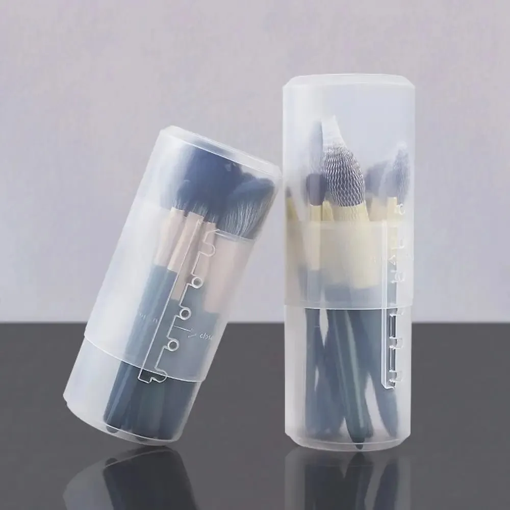 New Transparent Adjustable Height PVC Makeup Brush Holder Display Storage Cup Organizer With Lid Dustproof Toiletry Package Box
