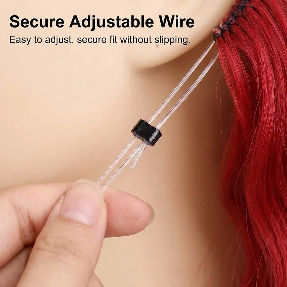 26" Invisible Wire Hair Extensions Curly Burgundy No Clip Synthetic Hairpiece Women Natural Heat Resistant Fiber Hairpieces