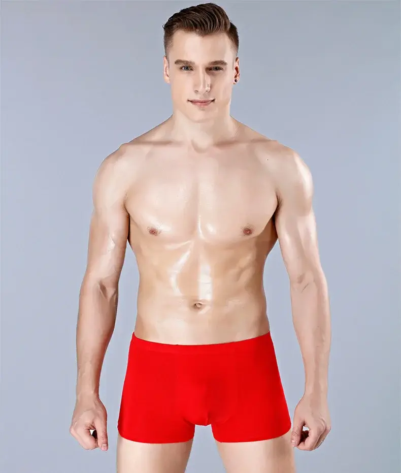 Colorful Ultra Soft Comfy Bamboo Fiber Underwear Mens Boxer blue Breathable Underpants Men Size XL-6XL 7XL Solid Calzoncillos