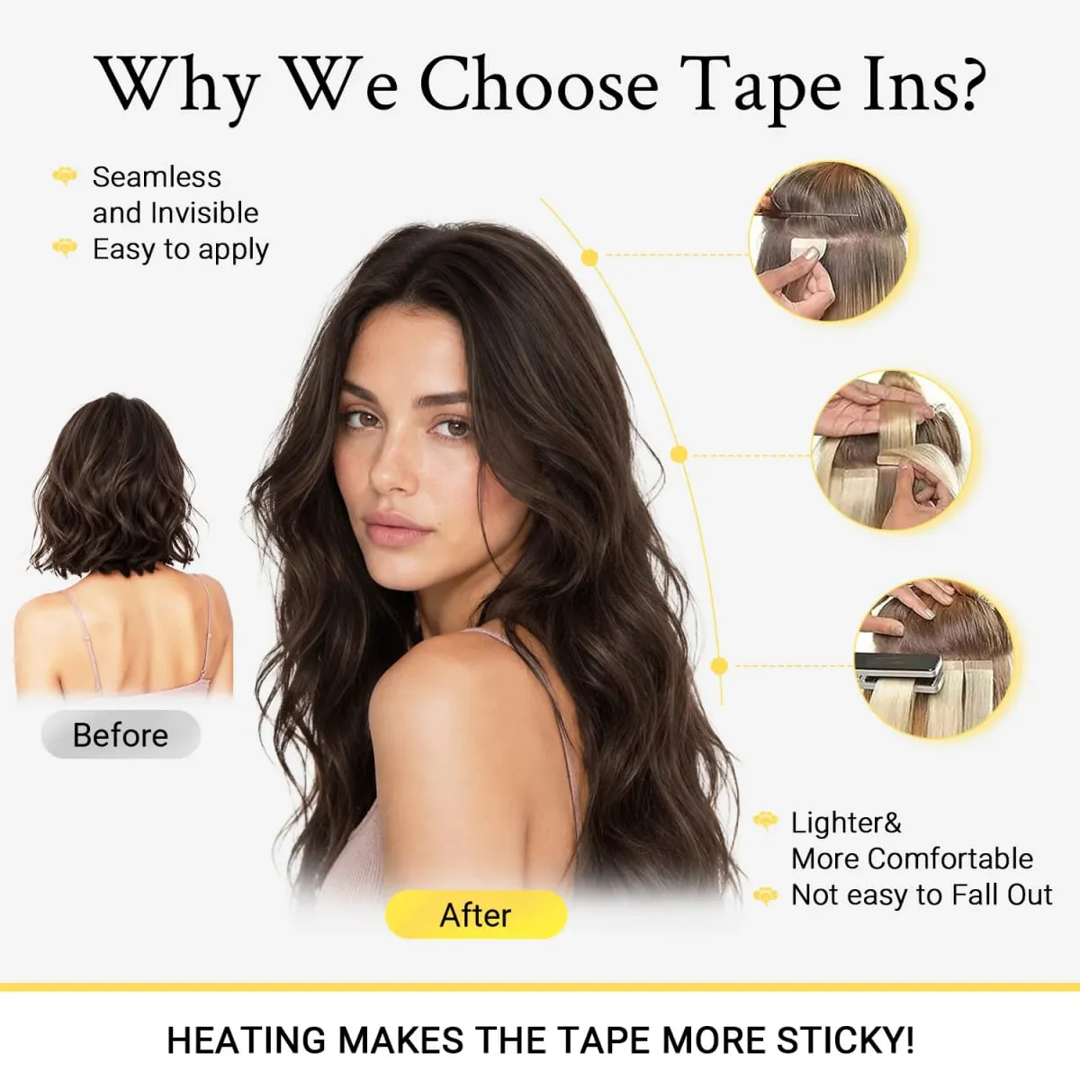 Sunmofavo Tape In Remy Human Hair Extensions Thick Silky Straight Natural Brown Invisible Tape 20Pcs Salon Grade For Women
