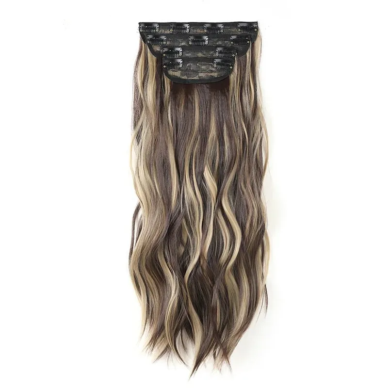 4-Piece Set Hair Clip Extensions Clip In Wavy Hair Extensions 20 Inch Long Synthetic Curly Hair Extensions for Women